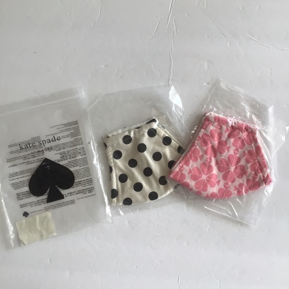 KATE SPADE PICTURE DOT AND SPADE FLOWER NON MEDICAL FACE MASK SET NWT - Picture 6 of 11